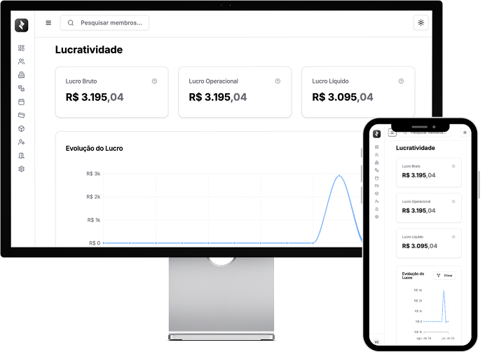 Mockup do sistema Olympia Fit